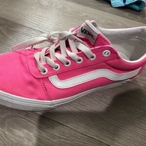 Vans Pink and White Women's Sneakers size 9